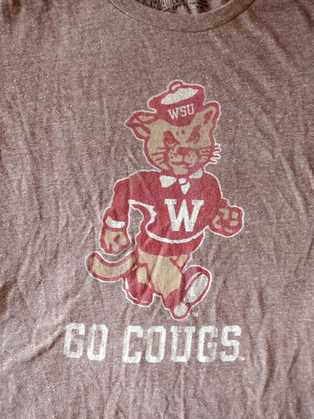 Women's WSU Women's Maroon 'Go Cougs' Mascot T-Shirt Size L - Picture 9 of 14